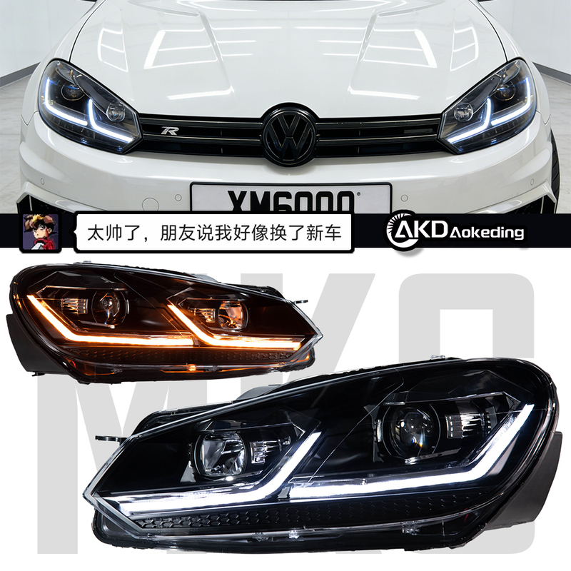 Specially Designed for Volkswagen Golf 6 Headlight Assembly Modification, High 6 Led Upgrade, Dual Light Lens, Sequential Turn Signal, Non-Destructive Installation Specially Designed for Volkswagen Golf 6 Headlight Assembly Modification, High 6 Led Upgrade, Dual Light Lens, Sequential Turn Signal, Non-Destructive Installation