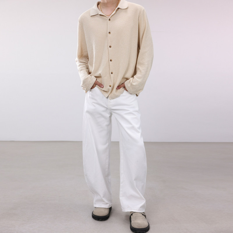 Smart Chen's "Long-Termism" Linen Blend Knit Slub Yarn Old Money Style Minimalist New Aristocratic Relaxed Shirt