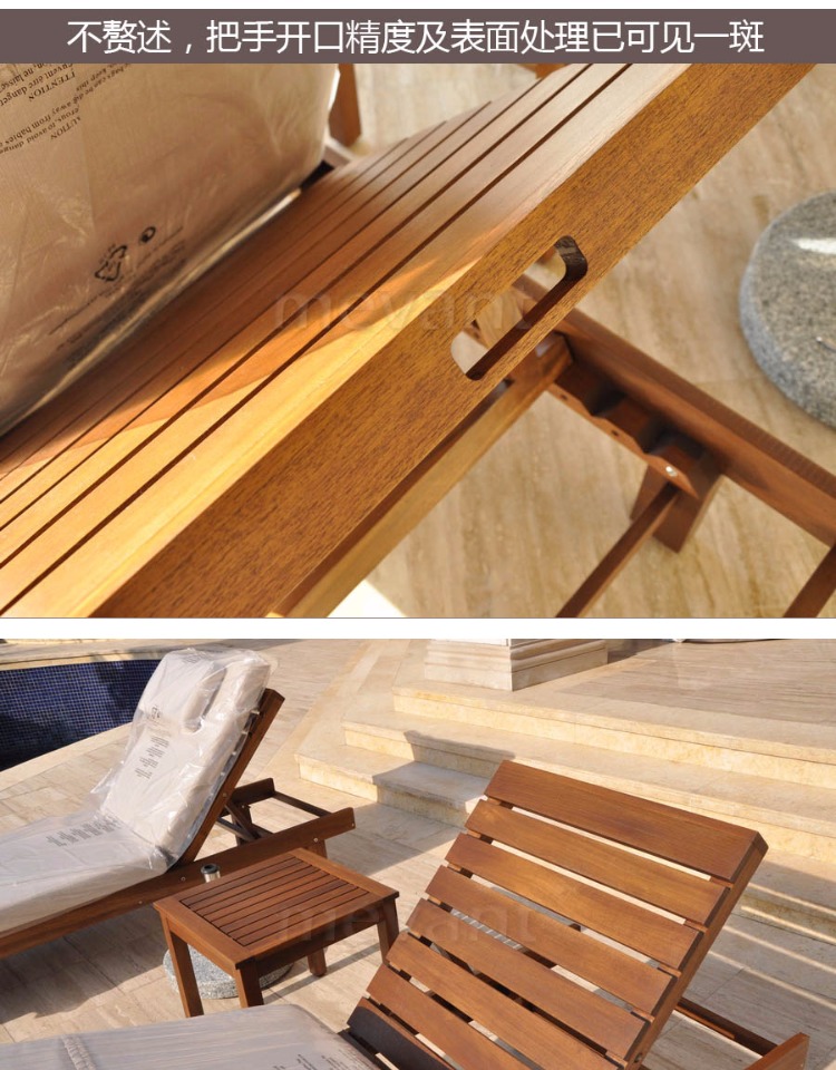Meifan đồ gỗ ngoài trời / giường gỗ tếch Miến Điện kết hợp bàn cà phê / giường sân / gỗ rắn hồ bơi ghế phòng chờ bàn ghế sân vườn ngoài trời