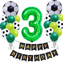 Foreign Trade Cross-border Football Aluminum Film Balloon Green 32 Inch Digital Latex Balloon Boy Birthday Arrangement Adornment Laqi