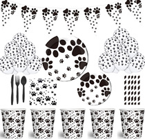 Spot Cross-border Hot Selling Pets Party Dog Paws Themed Birthday Party Decorations Pet Foot Print Paper Cups Paper Cups