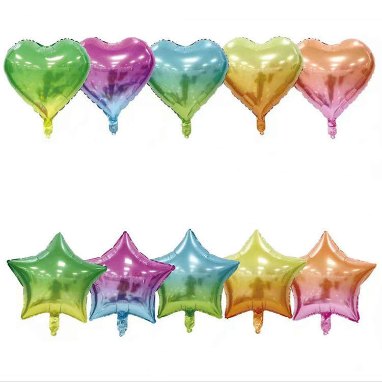 18 Inch Rainbow Gradual Layer Pentagonal Star Peach Hearts Aluminum Film Balloon Party Birthday Wedding House Decorated Balloon Balloon