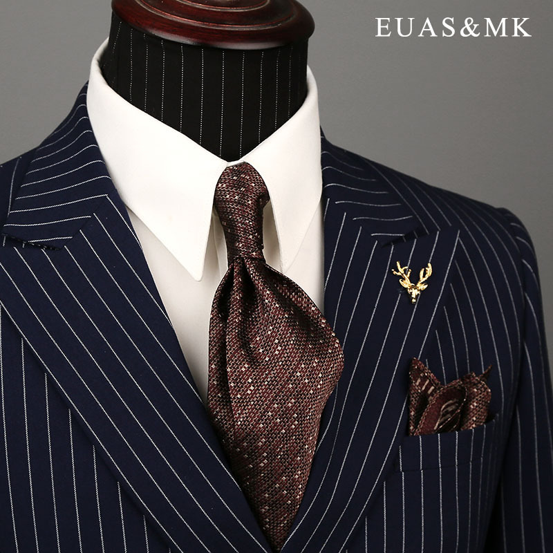 Silk 70% off Tie for Men, Italian Style, Thin, Vintage Brown, Pure Wool Lining, Hand-Rolled Edges, High-End Suit