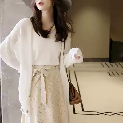 Sandro Svpr knitted cardigan women's 2021 Autumn New thin loose loose lazy wind small hollow base shirt