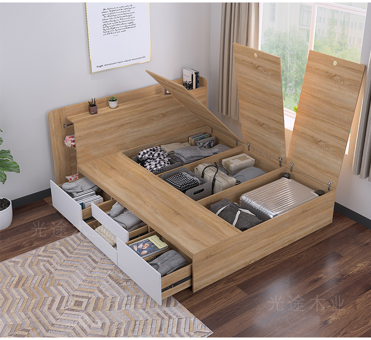 Tatami giường hiện đại lưu trữ tủ quần áo nhỏ gọn một bedroom apartment nhỏ 1,2 m 1,5 m giường kết hợp của tủ tùy chỉnh - Giường các mẫu giường đẹp