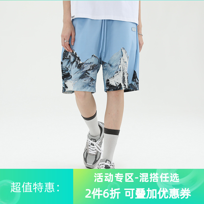 PCMY Chauffin Snow Mountain printed shorts Inwind trendy casual pants Summer New 100 hitchhiking for men and women