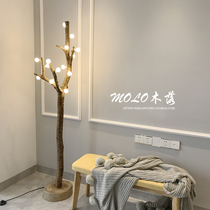 Nordic solid wood head branches dry creative personality design coffee meal living room study bedroom simple floor lamp