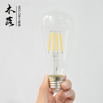 (Wood drop) led filament Edison light source imitation tungsten wire retro bulb E27 screw 6W warm yellow warm white light source