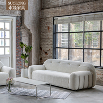 Medieval classic elements white cashmere designer single sofa small apartment living room triple sofa