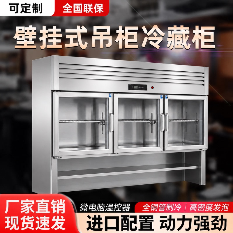 Commercial Wall-Mounted Dual-Temperature Refrigerator and Freezer Unit with Stainless Steel Exterior for Kitchen Use Commercial Wall-Mounted Dual-Temperature Refrigerator and Freezer Unit with Stainless Steel Exterior for Kitchen Use
