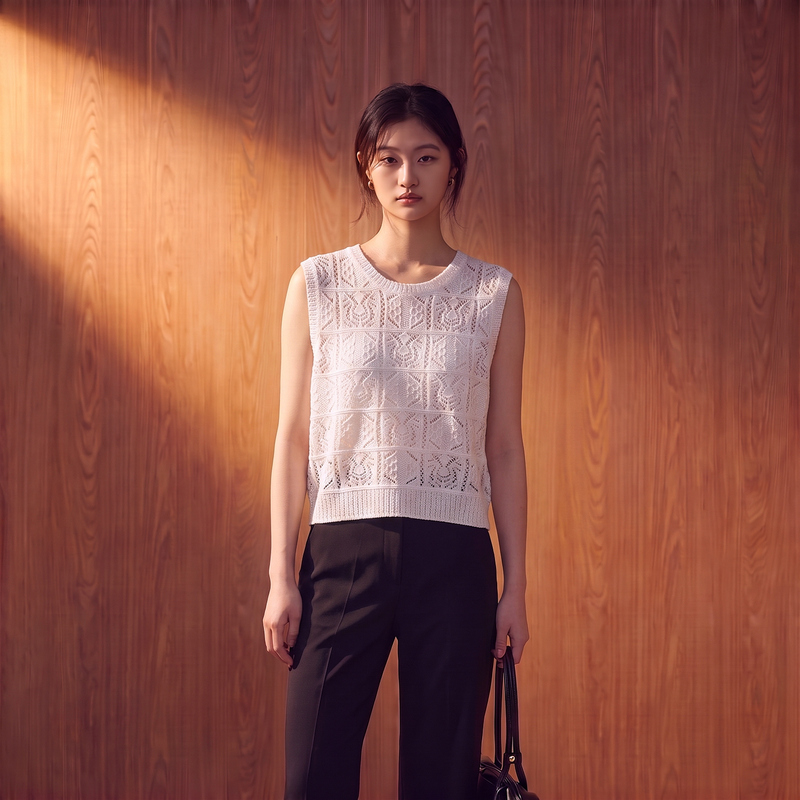 [Morrie's Mom] German Yangtze Natural Wool and Linen Slimming Vest for Outerwear or Layering, Basic Style Top