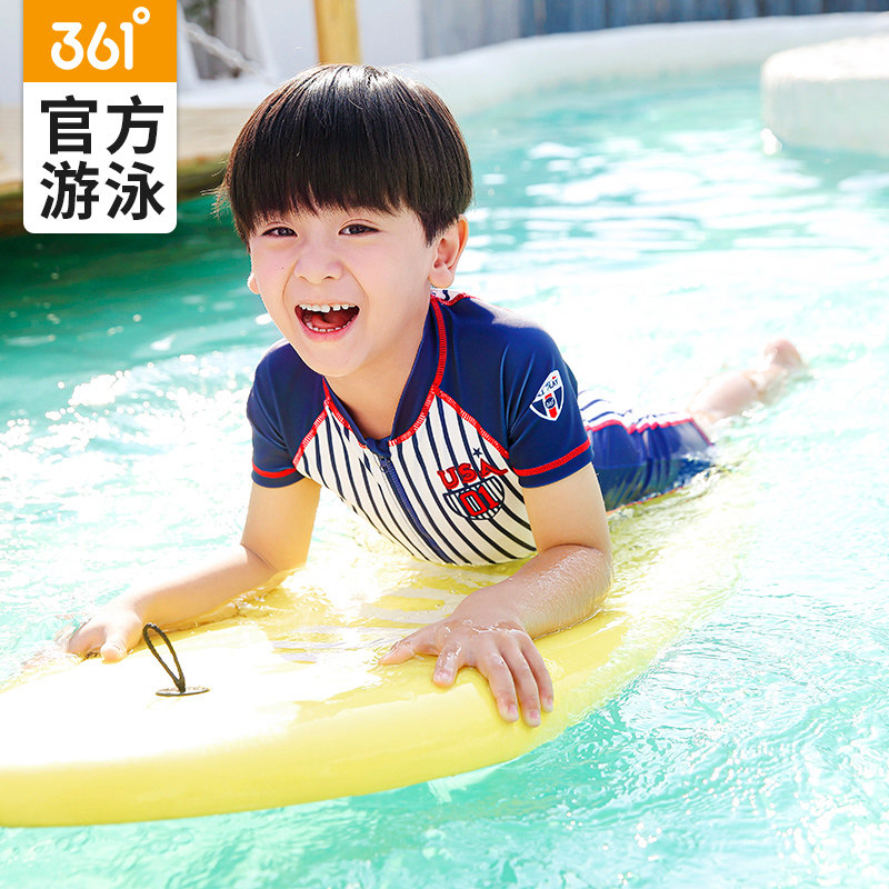 361 kids swimsuit boys one-piece kids baby quick dry surf suit short sleeves shorts in big kids swimsuit