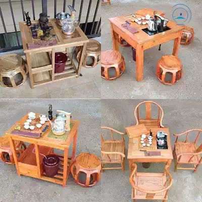 Tea stool solid wood stool household log small round stool simple low bench chair circle chair ring chair three-piece Rosewood