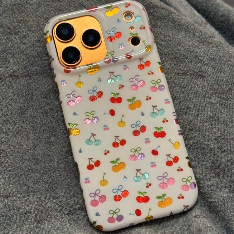 Japanese Tomo Trendy Brand Gold-Plated Cherry Super Stylish Case Suitable for iPhone 17/16/15 Apple Phone Case