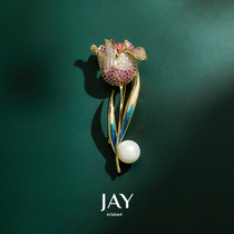 JAY Flower sweater brooch 2021 New Tide high-end female design sense corsage luxury pin suit accessories