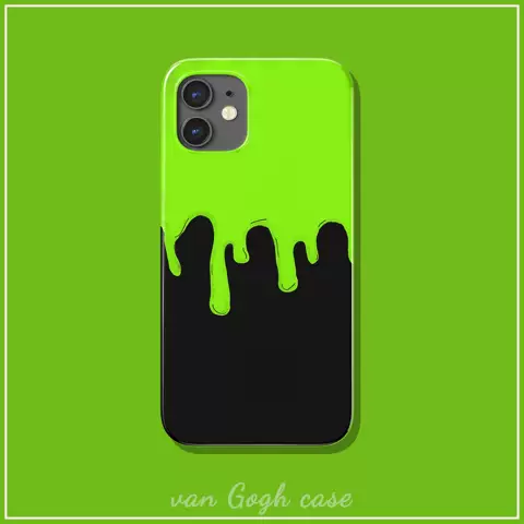 Fashionable Lime Green Black Drip Art Silicone Case – Pro/Plus/Max/Air – iPhone 17, iPhone 16, iPhone 15, iPhone 14, iPhone 13, iPhone 12