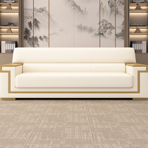 Office sofas high-end VIP reception Conference room Hall Three-place furniture office genuine leather tea table composition