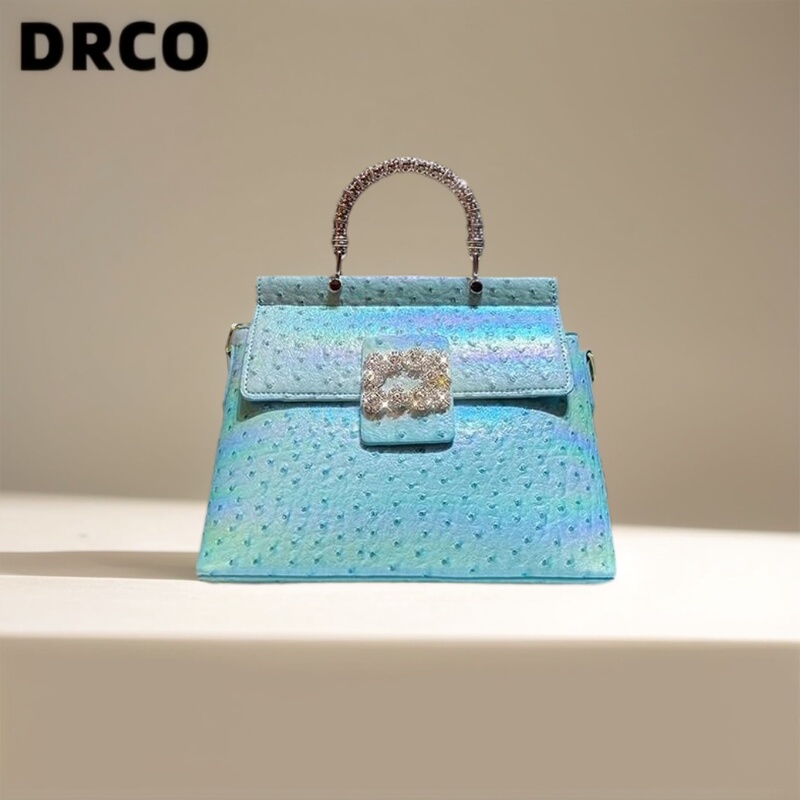 French Drco Light Luxury Genuine Leather Ostrich Pattern Tote Bag for Women, Large Capacity, High-End Handbag, Shoulder Bag, Fashionable Women's Bag