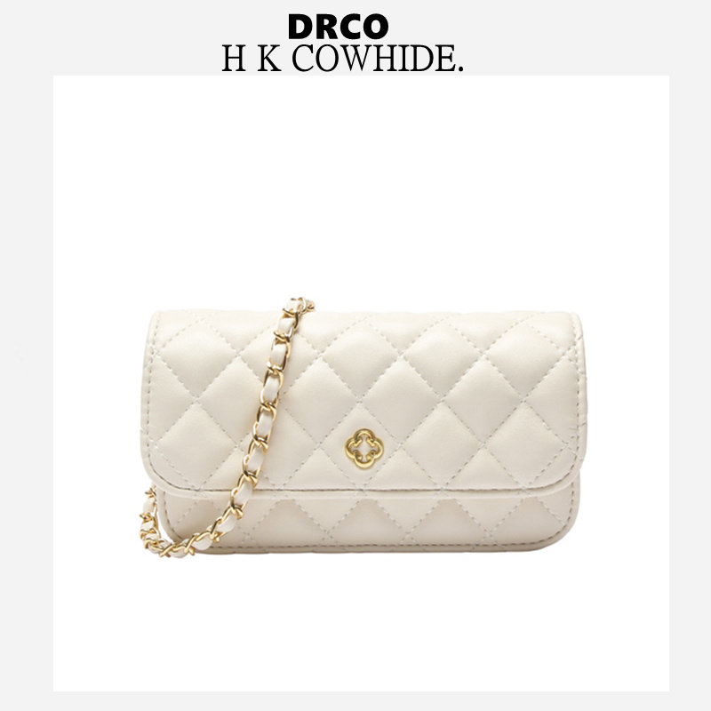 French DRCO leather French small fragrant style pearl diamond chain bag 2021 new high-end sense messenger small square bag