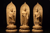 Agarwood wood carving dedicated to Buddha statues Western Three Sakyamuni Avalokitesvara Maniyong Manjushri Tibetan King Bodhisattva root carving