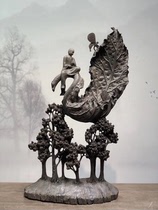 Gloomy Ebony Hongchun Ye Ye Ya Bodhi character custom wood carving living room entrance feng shui partition root carving large ornaments