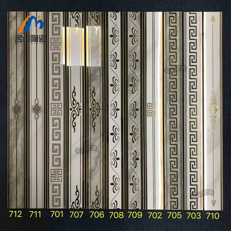 Porcelain middle plate waist line 75 * 800 mirror new Chinese style Fashion Dot decorated with frame gold veins Wall Skirt Line