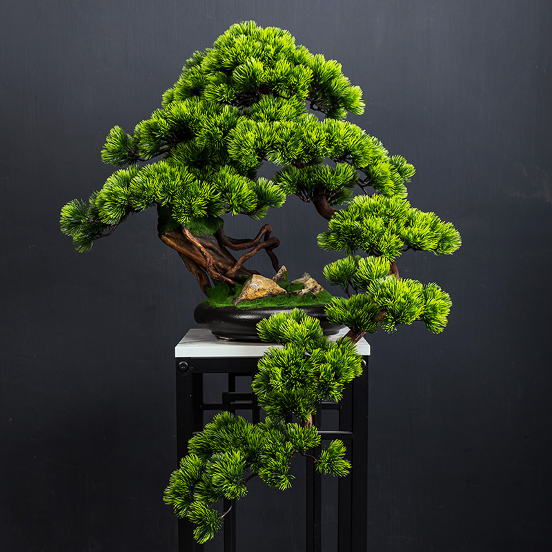 Artificial Welcoming Pine Bonsai Flower Stand Ornament, New Chinese-Style Living Room Decoration, Fake Flowers, Green Plants, Potted Plants, Model Room Soft Decoration Artificial Welcoming Pine Bonsai Flower Stand Ornament, New Chinese-Style Living Room Decoration, Fake Flowers, Green Plants, Potted Plants, Model Room Soft Decoration