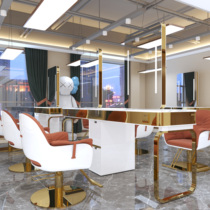 Hairdresseshop Mirror Desk Cabinet Integrated Net Red Beauty Hair Shop Special with lamp Light and luxurious mirror Stainless Steel Marble