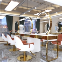 Net Red Beauty Hair Shop Mirror Desk Hair Salon Special Barber Shop Haircut Bronzing Mirror Cabinet Integrated New Mirror Desk Direct