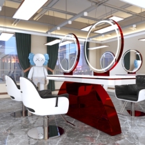 Net Red Hairdressshop Mirror Desk Cabinet Integrated Tide Beauty Hair Shop Bronzing mirror hair salon exclusive double face on four sides