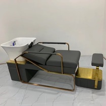 高端洗头床理发店专用不锈钢美发冲水床简约半躺发廊洗发床陶瓷盆