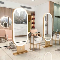 Net Red Barber shop mirror hair salon special ironing flat flat single-sided double-sided mirror LED mirror with lamp hairdressing mirror