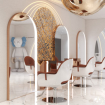 Net Red Beauty Hair Shop Mirror Hair Salon Special Hairdressingshop Single-sided Wall-mounted Mirror LED with lamp Beauty Hair Shop Mirror