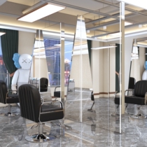 With Lamp Beauty Hair Shop Mirror Table Stainless Steel Floor Mirror Full Body Hairdressshop Hairdrescher Hair Salon Special Bronzed Mirror Table