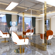 Net Red Hairdresse Shop Mirror Brief with lamp Stainless Steel Beauty Hair Shop Mirror Desk Hair Salon Special Double-sided Cut Hair-on-floor mirror