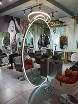 Net Red Barber Shop Mirror Salon special double-sided full-body mirror hairdressing shop haircut mirror with light