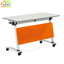 Folding training table office desk long table and chair mobile conference table splicing flip table school table double mobile table