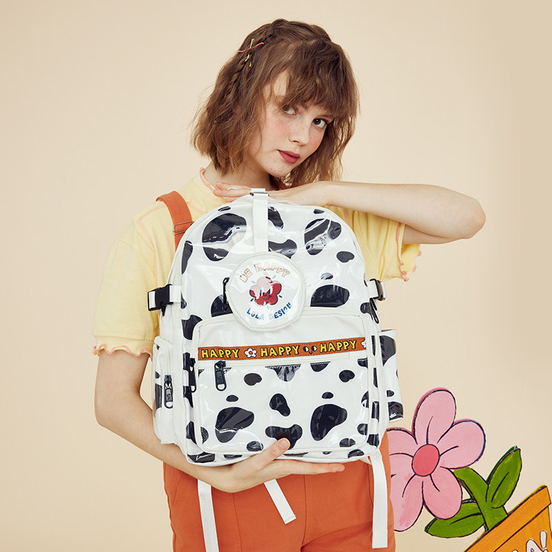 LOLA DESIGN cute and good-looking schoolbag female cow student backpack high school campus backpack