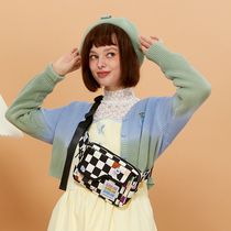 LOLA DESIGN Chessboard Grid Chest Bag Cute Ins Wind Skew Satchel Bag GIRL STUDENT BAG