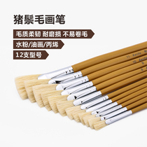 Painted brand fan type pen 1 to 12 pig Mane fan oil brush watercolor pen water chalk sketch single