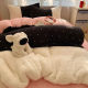 Thickened Milk Velvet Four-Piece Set, Winter Warm Double-Sided Coral Velvet Bedding, Fitted Sheet, Duvet Cover, Three-Piece Set