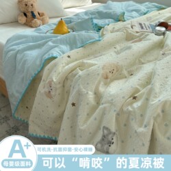 ins Summer Pure Cotton Cooling Quilt 2026 New Model Machine Washable All-Cotton Single Children's Air Conditioning Quilt Summer Thin Quilt 3