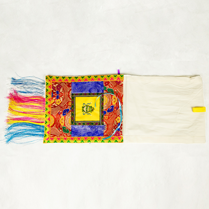 Buddhist silk mass bag warp cloth yellow dark flower with streaming suver cuddling bag Tibetan with bookcloth embroidery Faber bag