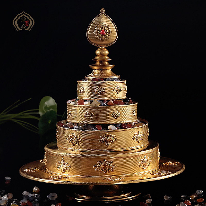 Eight Auspicious Pure Bronze Manza Disc Hidden 7 Gems Mantea Rootto