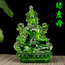 Tibetan Buddhist supplies tantric Buddha boutique ancient Green Tara glass Buddha height 13cm affinity