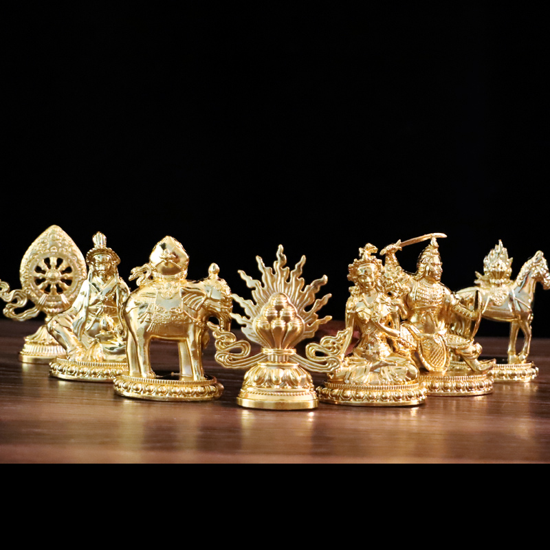Tibetan transfer secret gold wheel treasure bronze wheel king Seven Zhengbao 7 Treasure Custodian of the Seven Treasure Eight Auspicious Pendulum of the Seven Treasure 