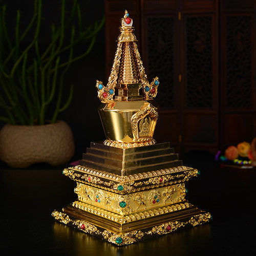 Tibetan Gilded Grilled Slita Fota - Butta - Tower household dedication 7 inches