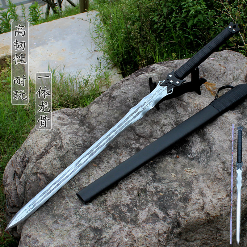 Knife and sword integrated steel martial art Tanghan sword high manganese steel anti-body cold weapon with hand sword Longquan Town residence Long sword unopened