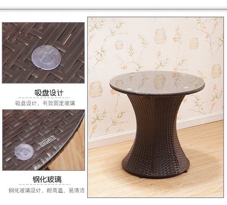 Wicker Ghế Ban công Bàn và Ghế Kết hợp Giải trí Nội thất Tengqi Ghế tựa lưng Vườn Mục vụ ngoài trời Wicker Ghế ba mảnh ghế nhựa ngoài trời