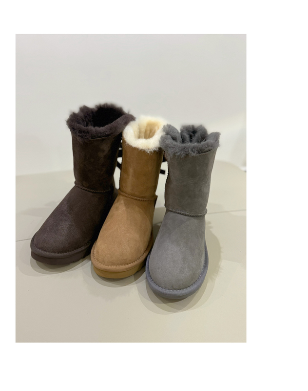 Winter New Style Genuine Leather and Fur Integrated Classic Double Ribbon Snow Boots Mid-High Tube Wool Thickened Warm Shoes